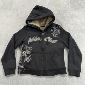 Cesttoi Faux Fur Jacket Women XS Black Y2K Vintage Athletic Club Bomber